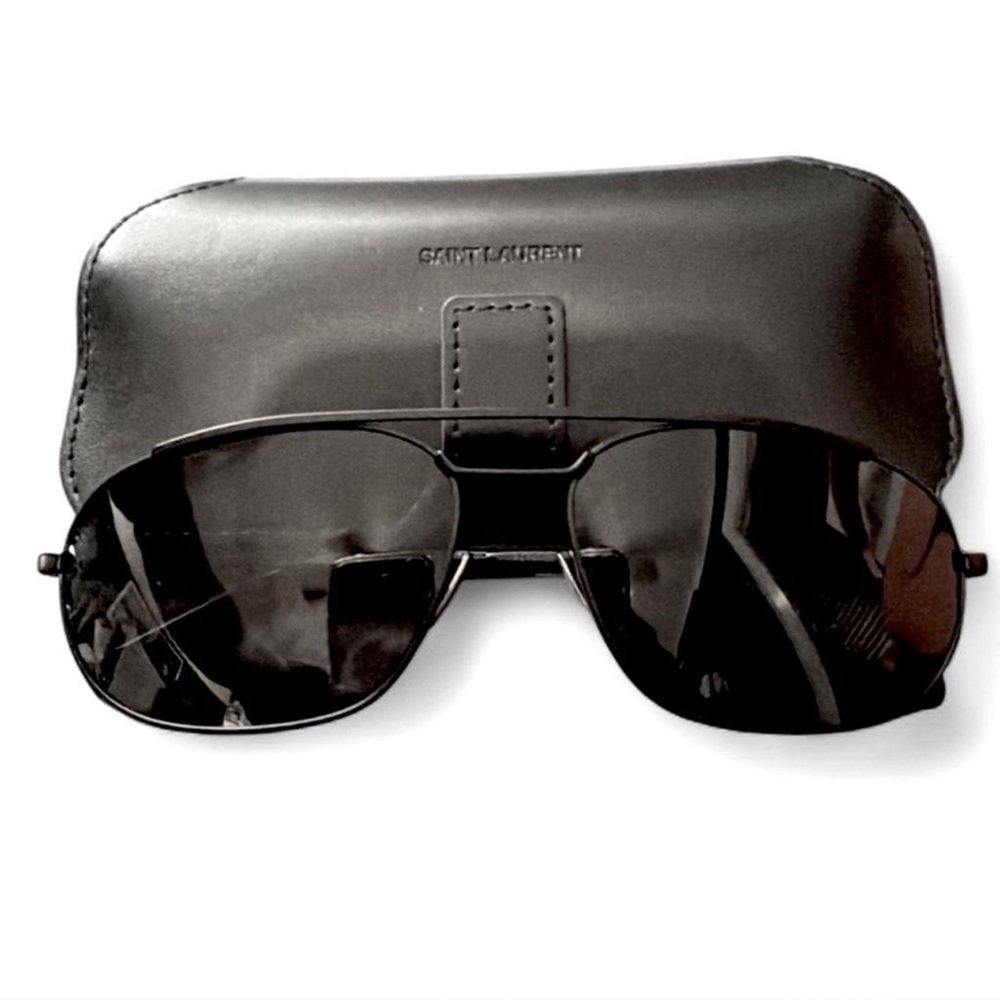 Yves Saint Laurent Black Rectangle Sunglasses with Case (61-16-140 mm) [NWT] - Picture 4 of 7